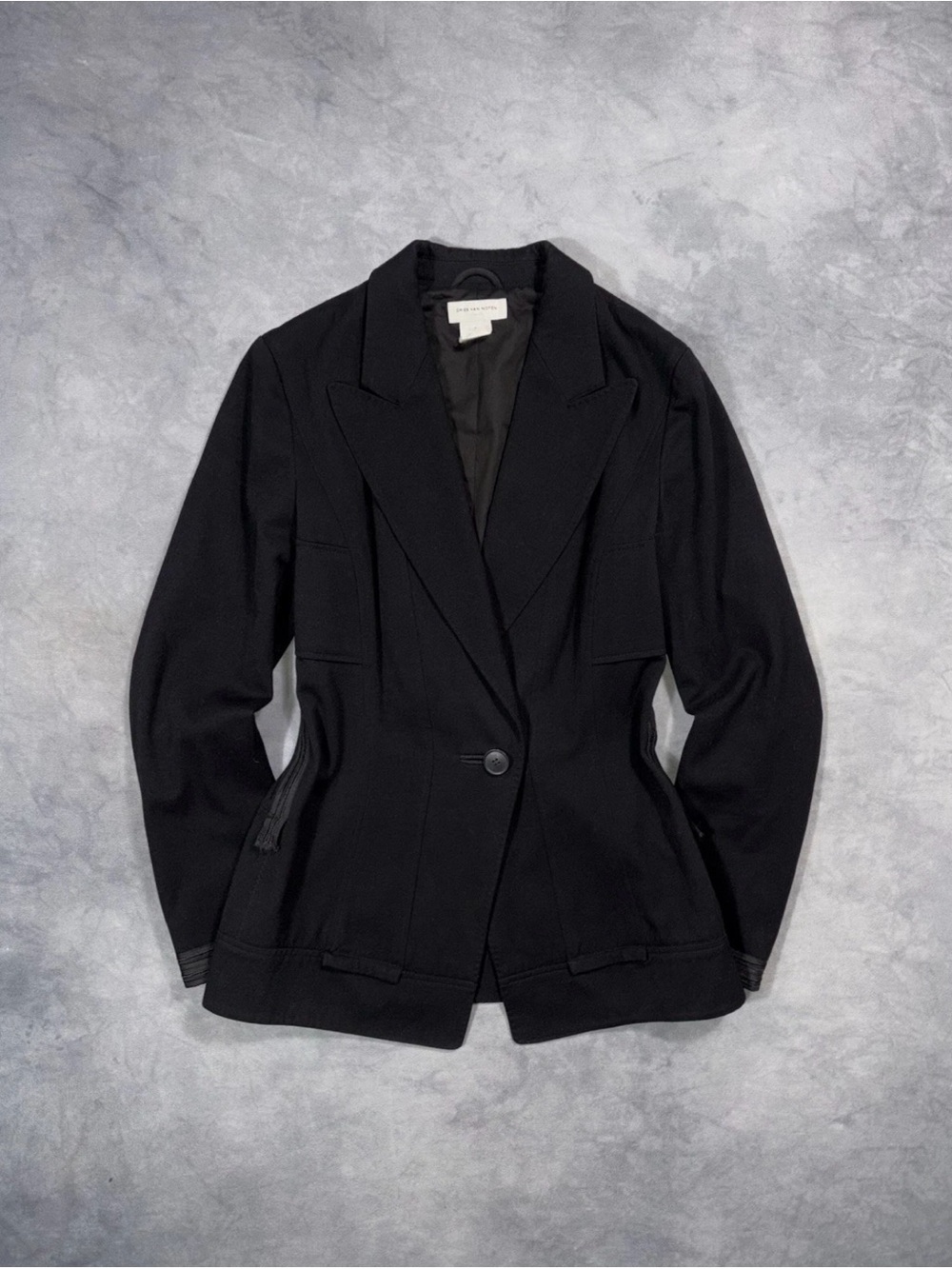 RARE DRIES VAN NOTEN Avantgarde Vintage Archive 90s Black Wool Jacket